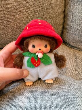 Strawberry-Themed Monchhichi Plush Doll